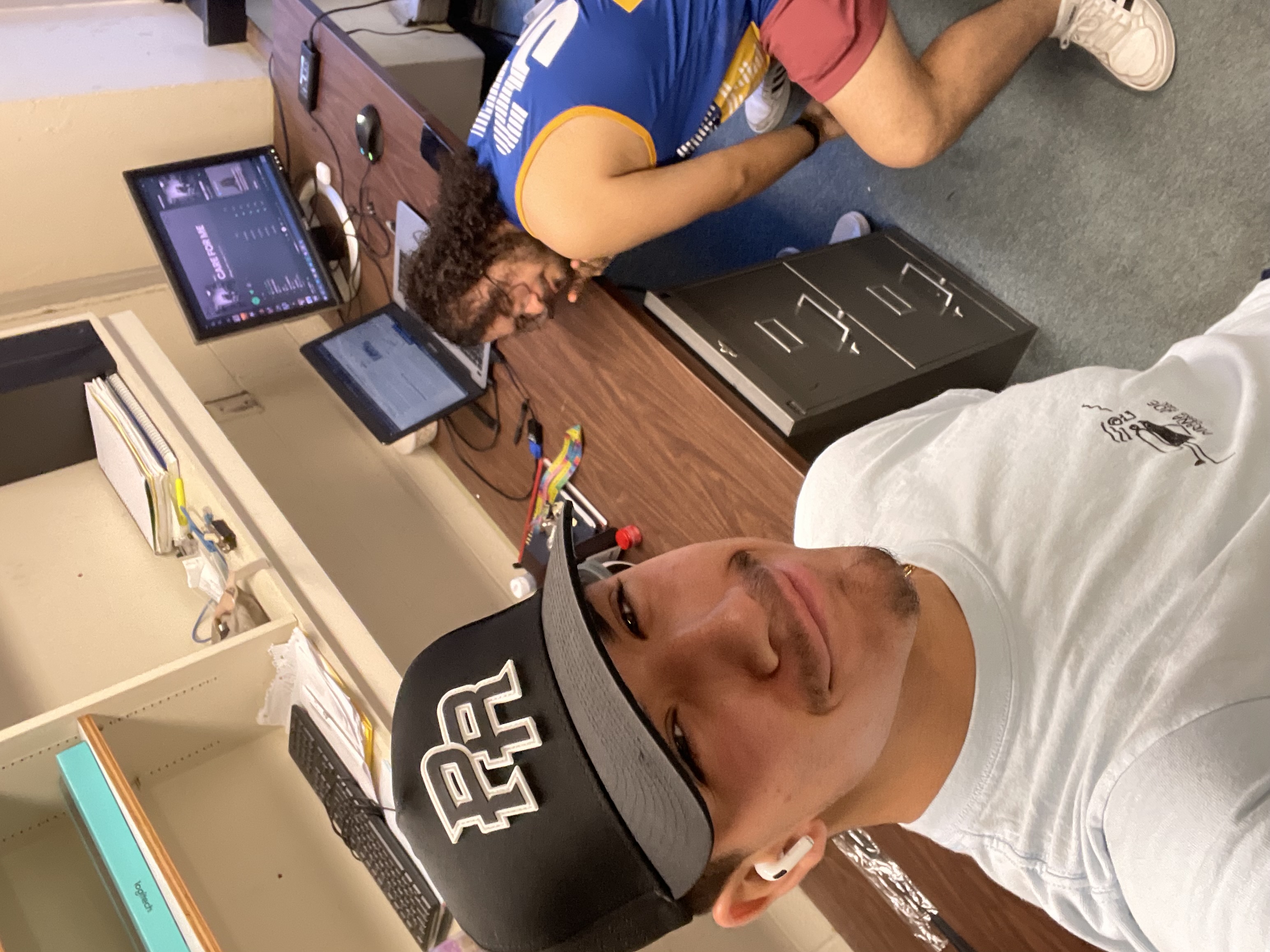 In the lab with a fellow researcher
